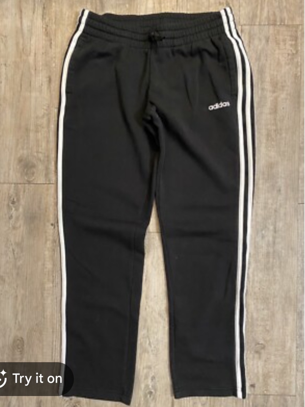 Adidas Black Track Pants with White Side Stripes